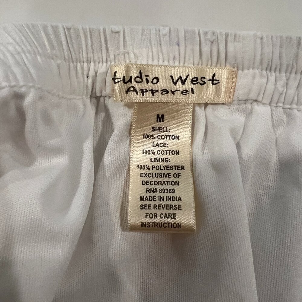 Studio West White Cotton Pesant Skirt – Size M, 26" Length - Picture 2 of 2